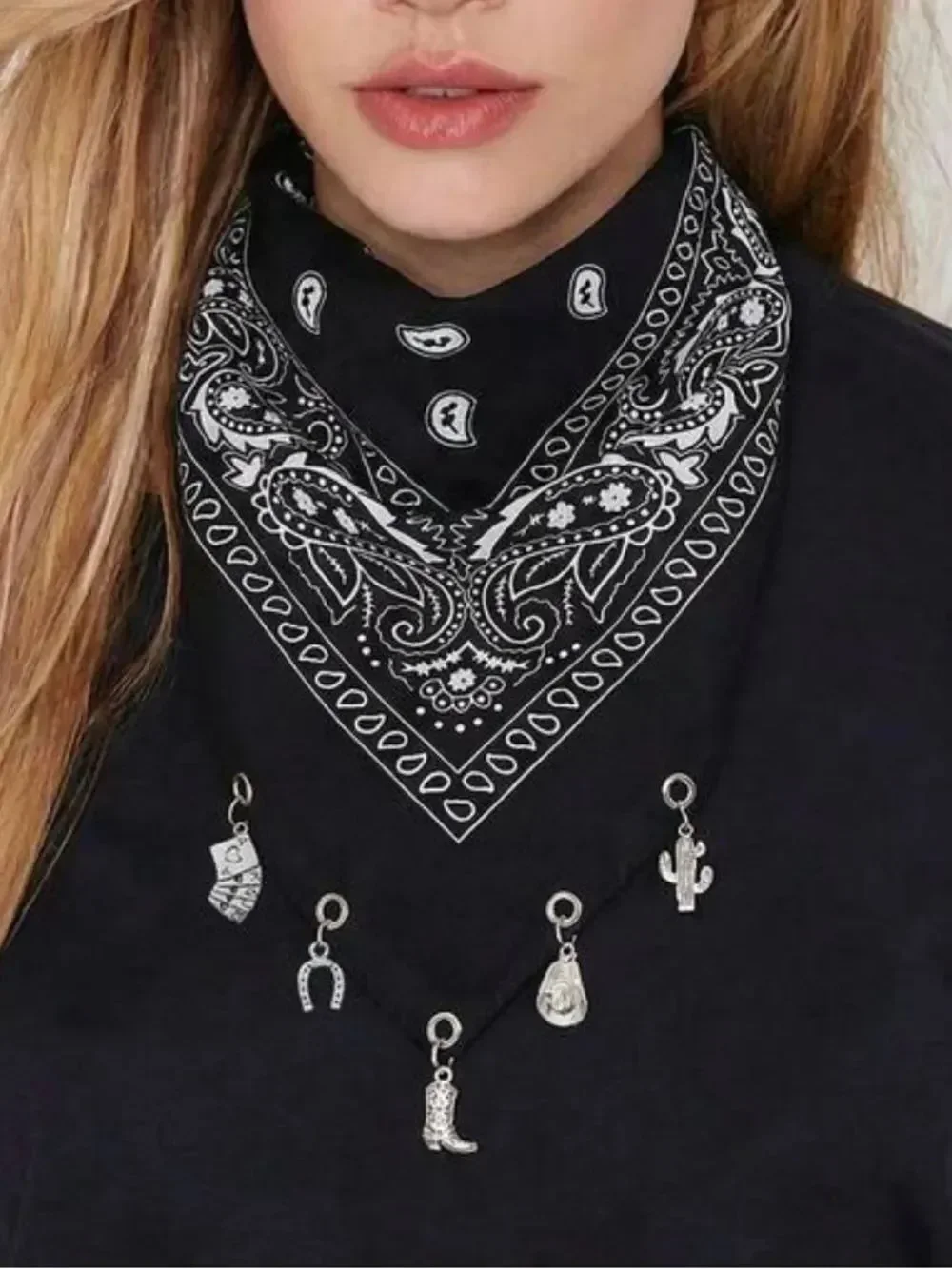 Black Paisley Bandana Scarf S202